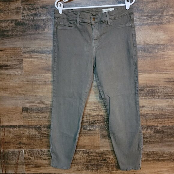 Pistola Jeans Size 32 Ankle Skinny Mid Rise Raw Hem Zip Ankle Olive Stretch - Picture 1 of 10